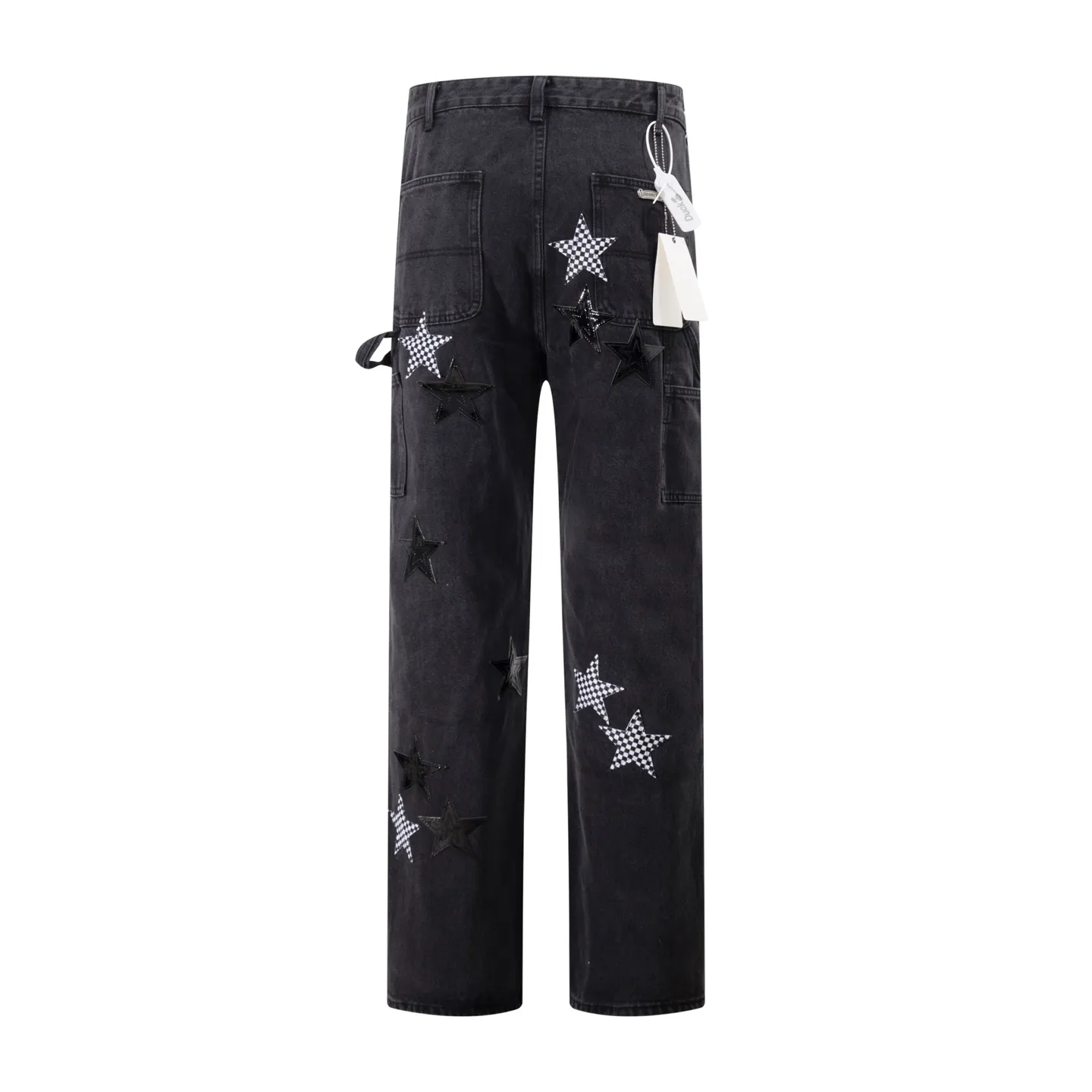 P260 Style number: H44 Croxin & 𝐂𝐡𝐫𝐨𝐦𝐞 𝐇𝐞𝐚𝐫𝐭 ss25 black mosaic star pattern leather denim workwear logging pants. Styles with different washed textures are very friendly to people with thin legs. The slightly flared version perfectly modifies the leg shape. The timeless and moderate length makes it easy to match and match. It is the basis for various styles and is a must-have in your wardrobe! The fabric is stiff but also makes the upper body soft without losing texture. The washing process is even more perfect. It is a must-have item for everyone! ! ! Washed wheat, hang tag, pants label, three labels complete Color: black Size: 30-32-34-36